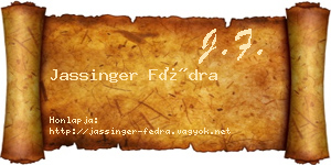 Jassinger Fédra névjegykártya